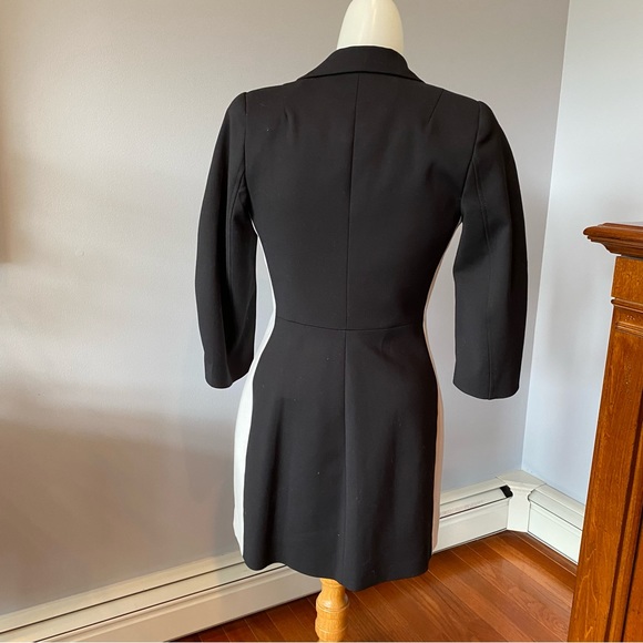 Zara NWOT black and white tuxedo style blazer dress scuba fabric lined XS - Picture 5 of 16